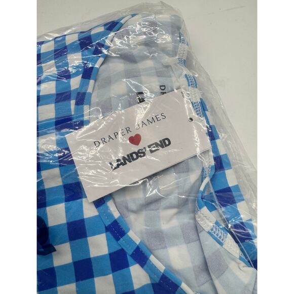 NWT Draper James X Lands End Blue Gingham Long Sleeve Tunic Rash Guard Large - Picture 6 of 6